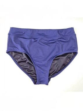 Lands’ End High Waisted Swim Bottom Navy Tummy Control Size 12